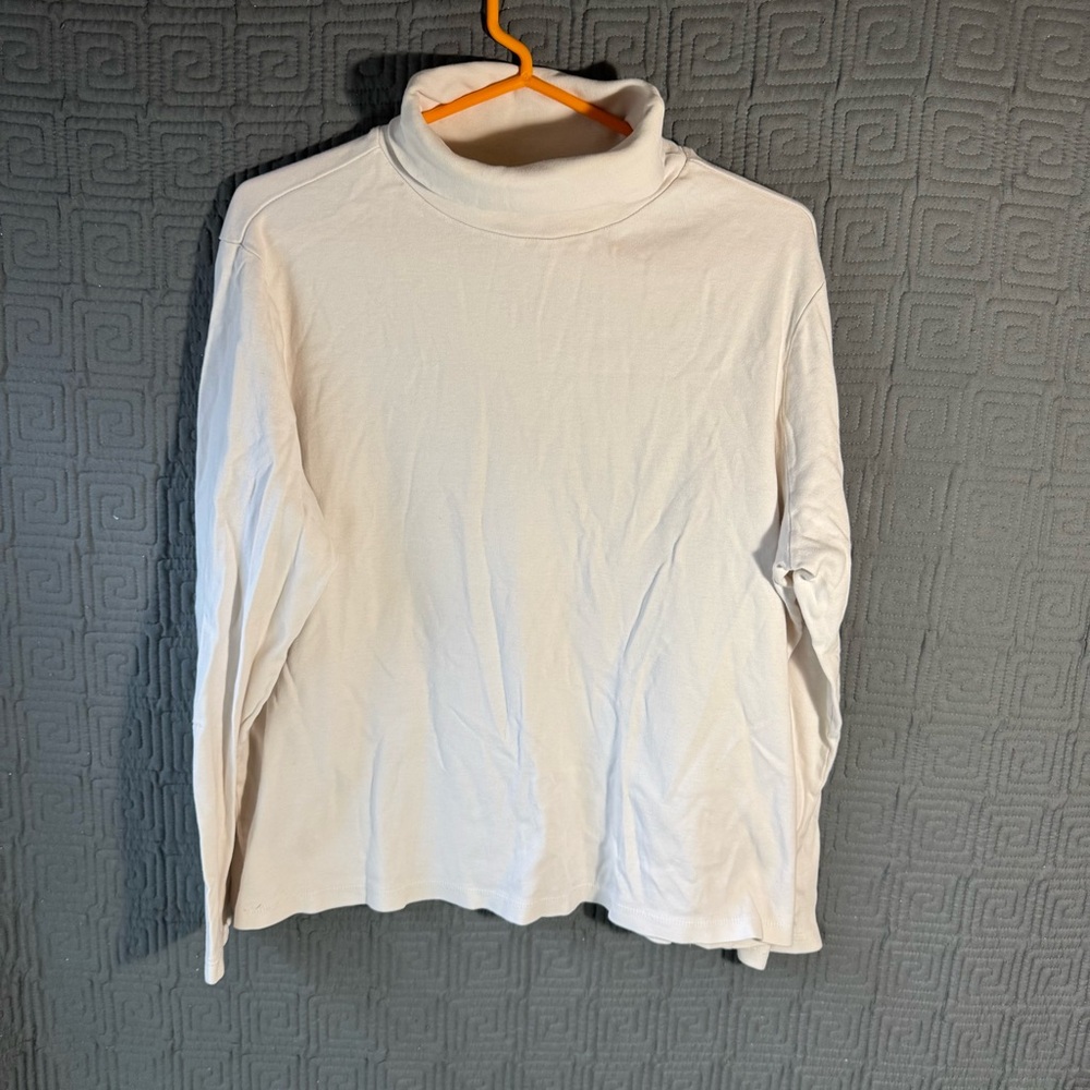 White Stag Shirt Womens XXL (20) Turtle Neck Solid White Long Sleeve 100% Cotton